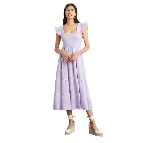 Hill House Dresses & Skirts - NWT Hill House The Ellie Nap Purple Lilac Stripe Linen Dress Size XXL